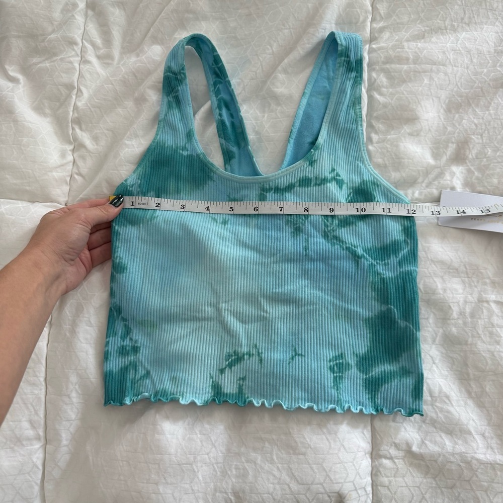 Spiritual Gangster Teal Green Tie-Dye Ribbed Crop Tank - Picture 4 of 5
